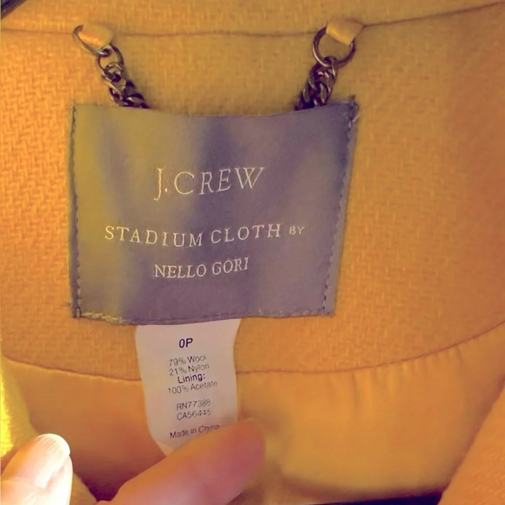 J.Crew Stadium Cloth Wool Peacoat Yellow OP Petite bf - Picture 5 of 9